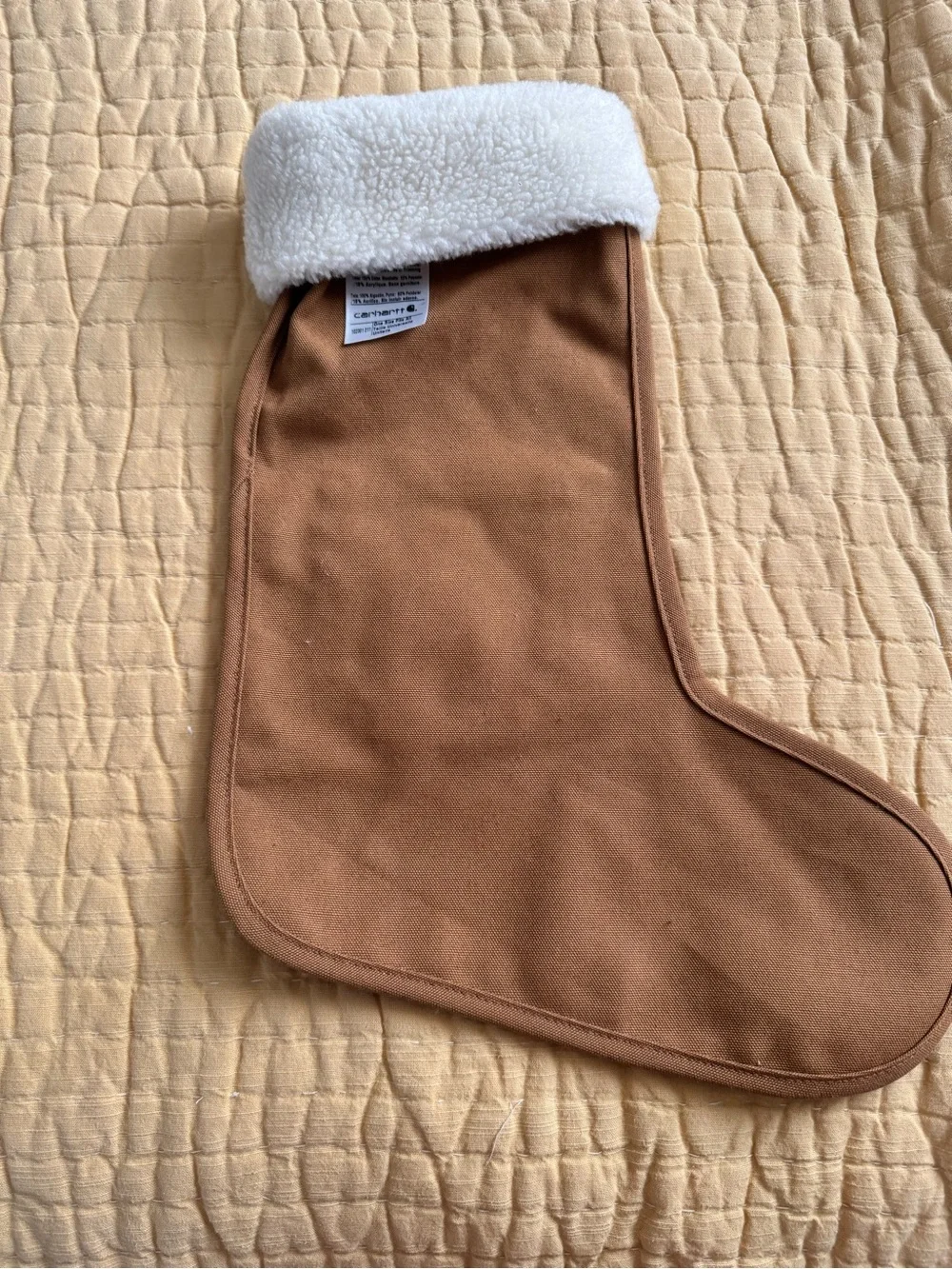 Carhartt Christmas Stocking Signature Brown Duck Canvas With Faux Shearling